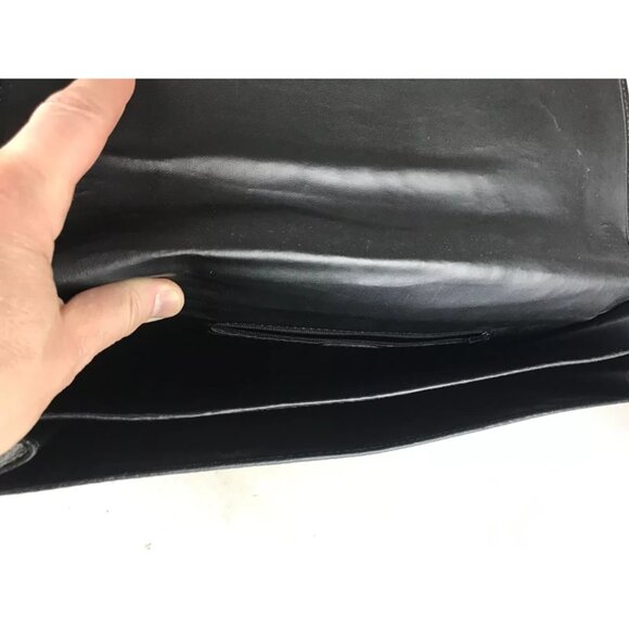 First Class Unisex Black Leather Adjustable Strap Top Handle Crossbody Bag‎ - Picture 7 of 9